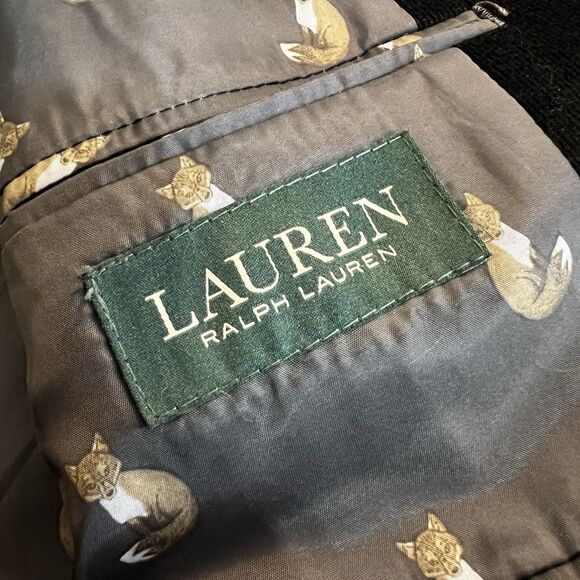 Lauren Ralph Lauren Corduroy Blazer Sport Coat Black Elbow Patches Men’s 43R - Picture 9 of 10